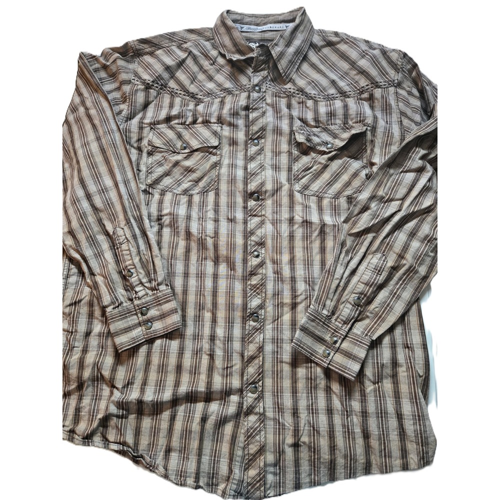 Cowboy Hardware Mens Plaid Snap Front Long Sleeve Western Shirt Size L